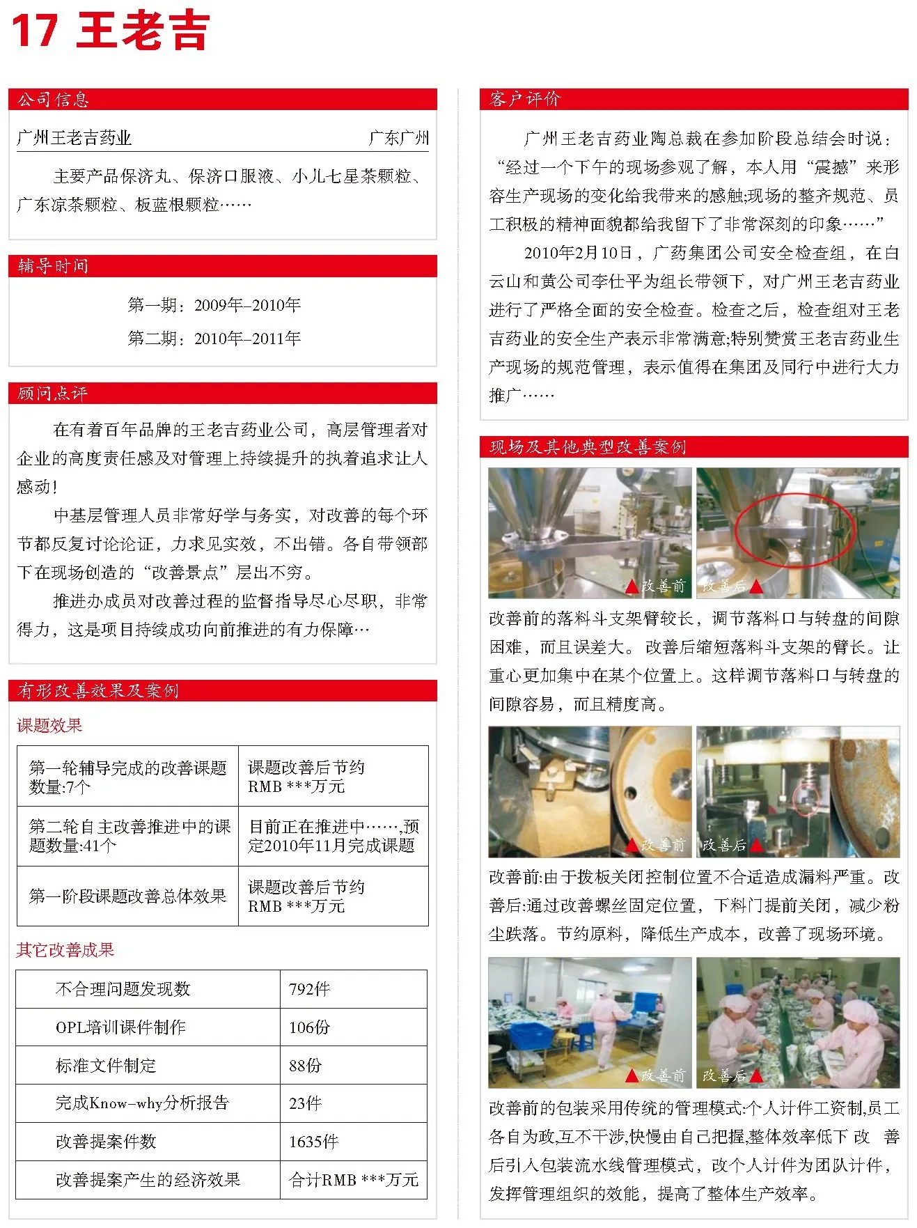 王老吉 精益改善案例现场图片