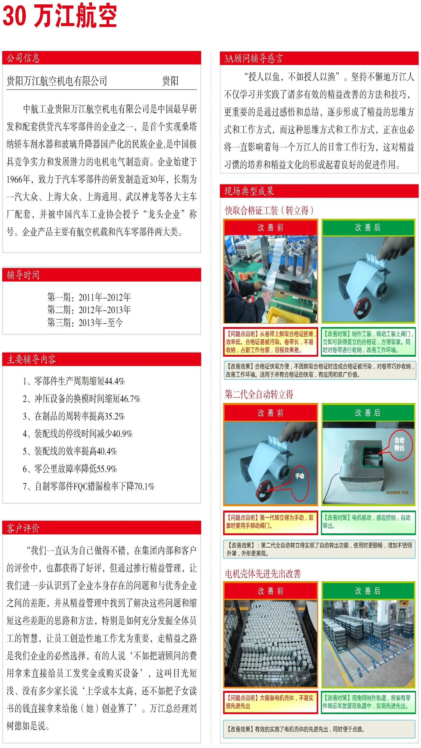 万江航空 精益改善案例现场图片
